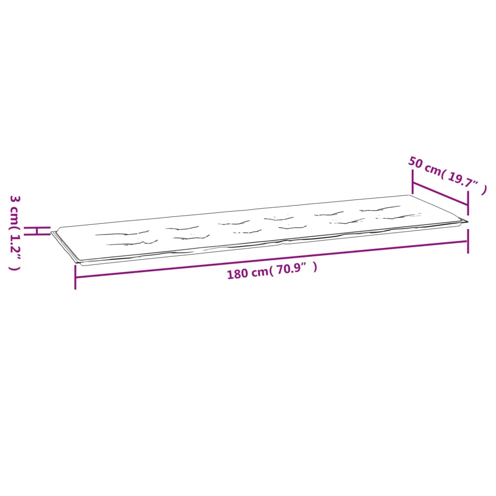 Taupefarbenes Gartenbankkissen, 180 x 50 x 3 cm, Oxford-Stoff