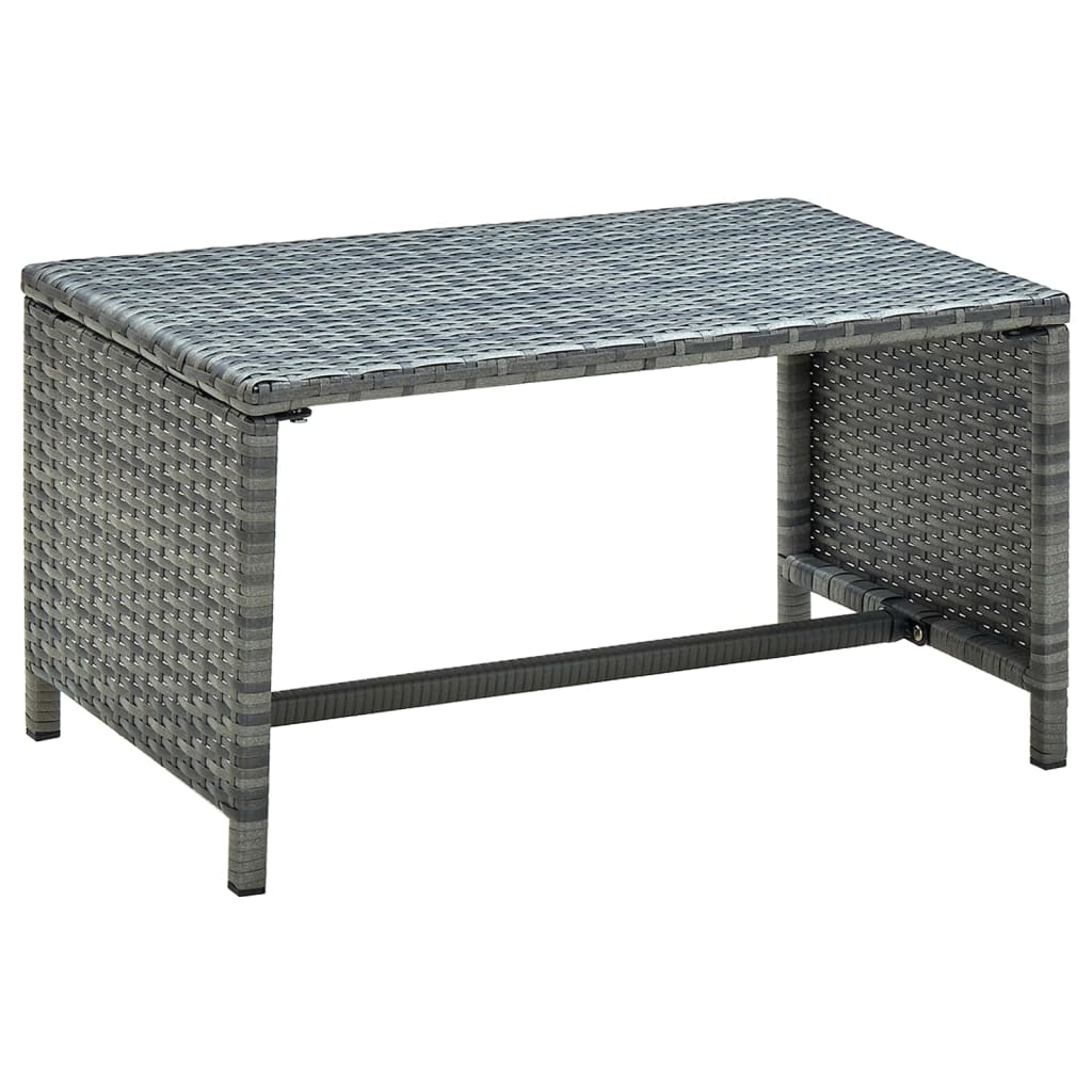 Table basse Anthracite 70x40x38 cm Résine tressée