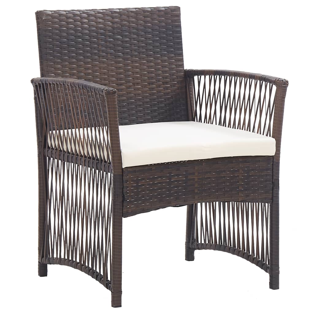 Fauteuils de jardin et coussins lot de 2 Marron Résine tressée