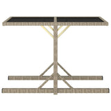 Table de jardin Beige 110x53x72 cm Verre et résine tressée