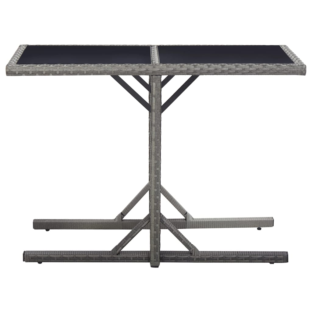 Table de jardin Anthracite 110x53x72 cm Verre et résine tressée