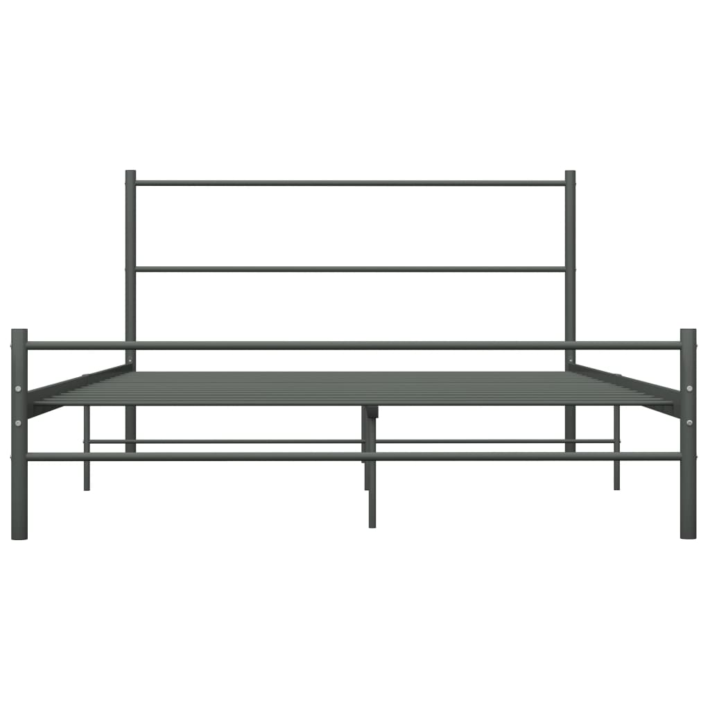 Cadre de lit avec tête de lit sans matelas gris 160x200cm métal