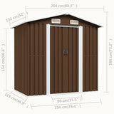 Garden storage shed Brown 204x132x186 cm Steel