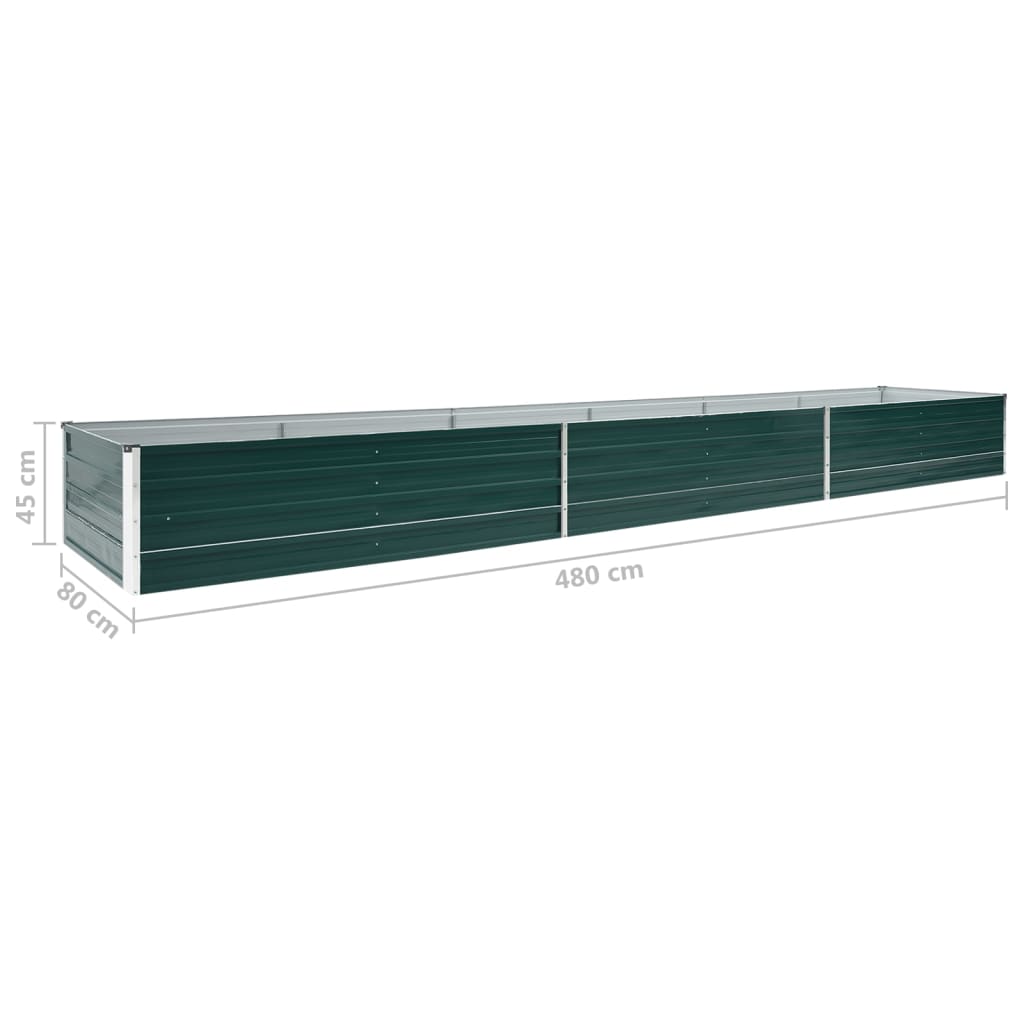 Raised garden bed Galvanized steel 480x80x45 cm Green