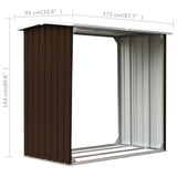 Wood storage shed Galvanized steel 172x91x154 cm Brown