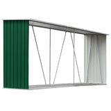 Abri de stockage de bois Acier galvanisé 330x84x152 cm Vert