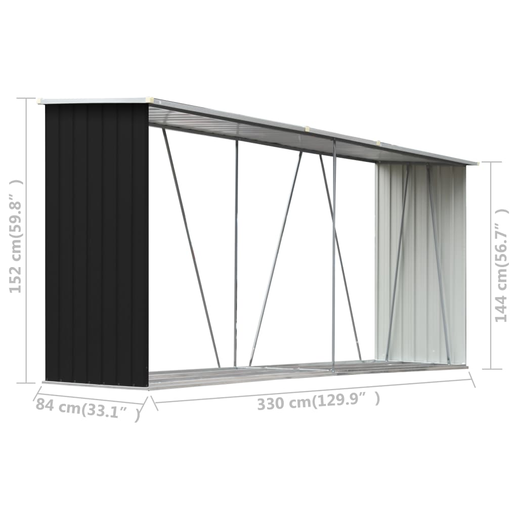 Abri de stockage à bois Acier galvanisé 330x84x152cm Anthracite