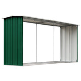 Abri de stockage de bois Acier galvanisé 330x92x153 cm Vert