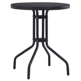 Table de jardin Noir 80 cm Acier et verre