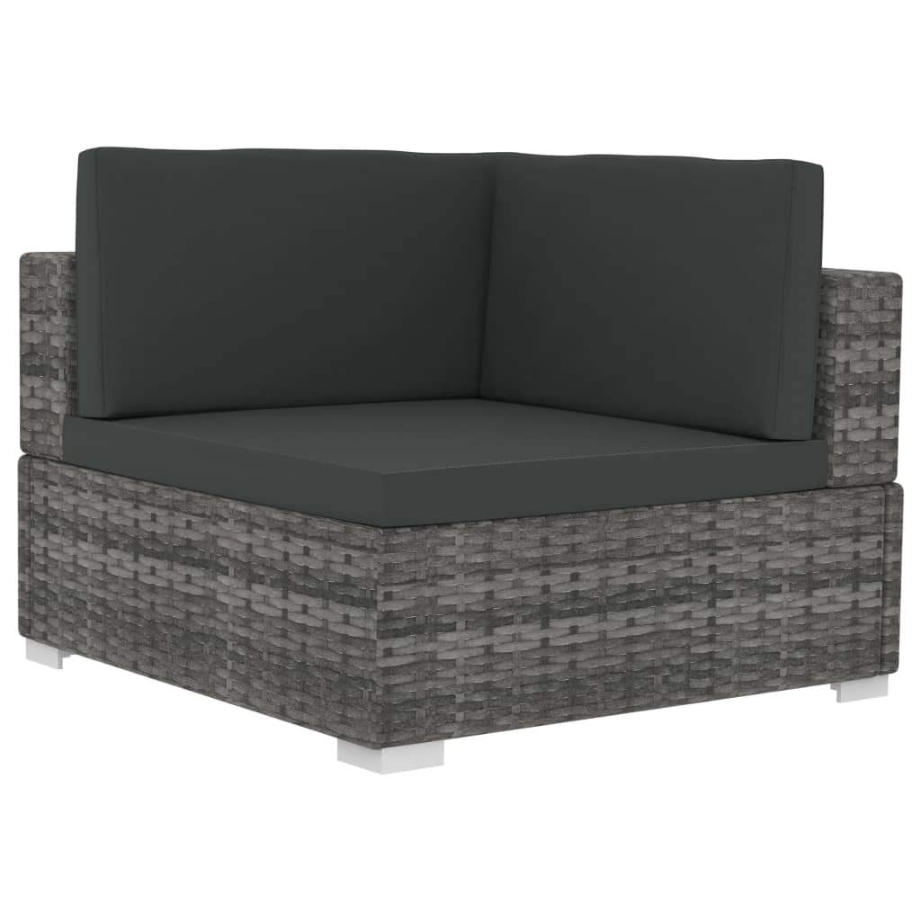 Garden furniture set with cushions 3 pcs gray woven resin