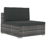 Garden furniture set with cushions 3 pcs gray woven resin