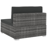 Garden furniture set with cushions 3 pcs gray woven resin