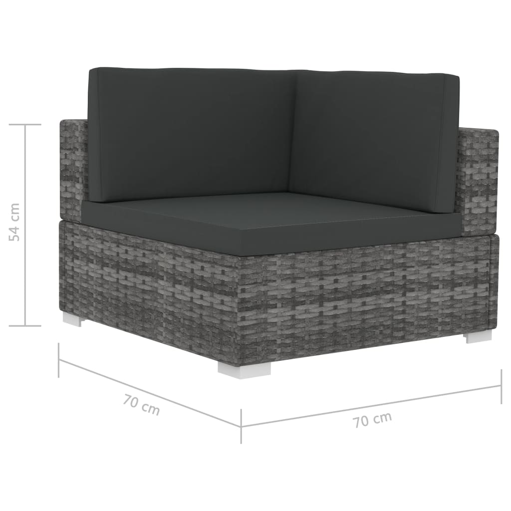 Garden furniture set with cushions 3 pcs gray woven resin