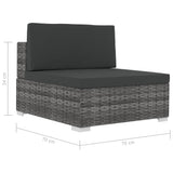 Garden furniture set with cushions 3 pcs gray woven resin