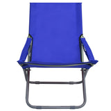 Chaises pliables de plage lot de 2 Tissu Bleu