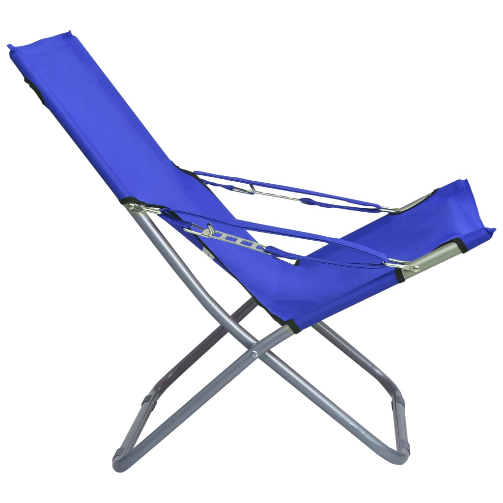 Chaises pliables de plage lot de 2 Tissu Bleu