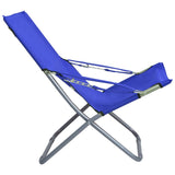 Chaises pliables de plage lot de 2 Tissu Bleu