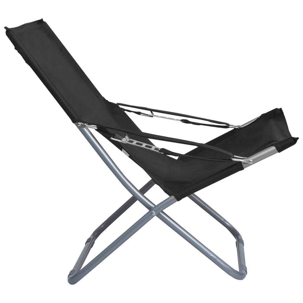 Chaises pliables de plage lot de 2 Tissu Noir