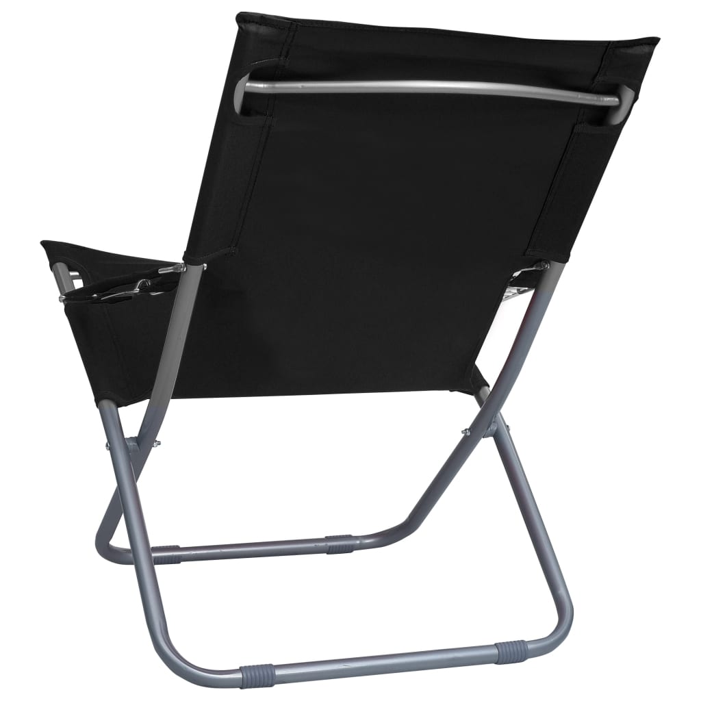 Chaises pliables de plage lot de 2 Tissu Noir