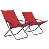 Chaises pliables de plage lot de 2 Tissu Rouge