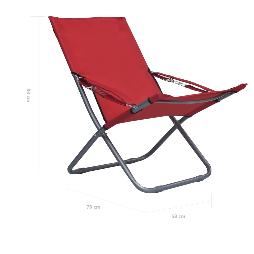 Chaises pliables de plage lot de 2 Tissu Rouge