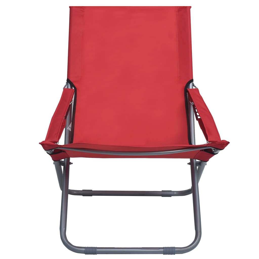 Chaises pliables de plage lot de 2 Tissu Rouge