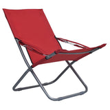 Chaises pliables de plage lot de 2 Tissu Rouge