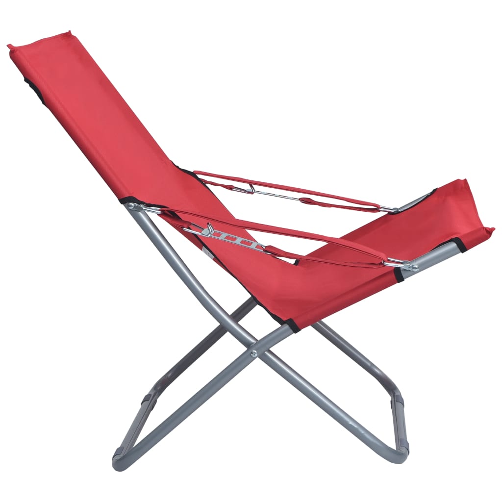 Chaises pliables de plage lot de 2 Tissu Rouge