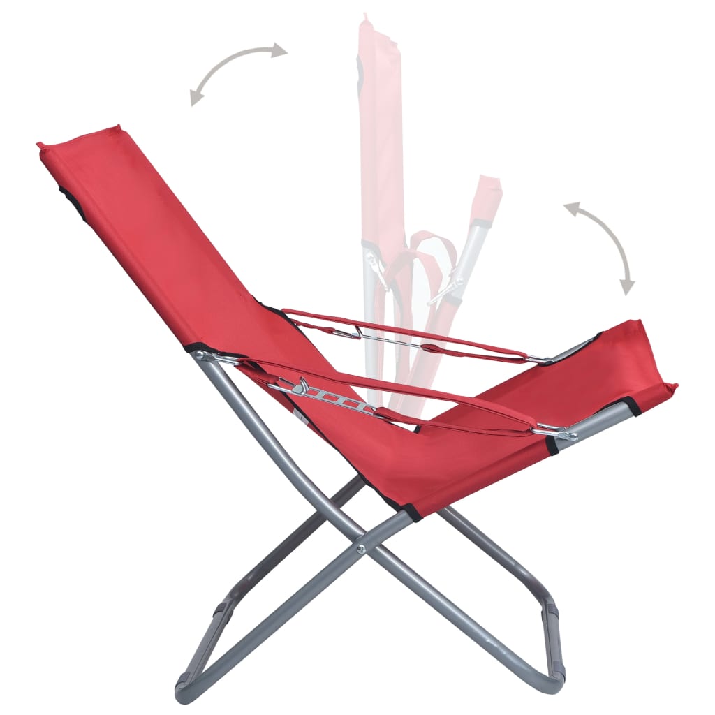 Chaises pliables de plage lot de 2 Tissu Rouge