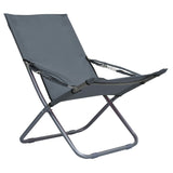 Chaises pliables de plage lot de 2 Tissu Gris