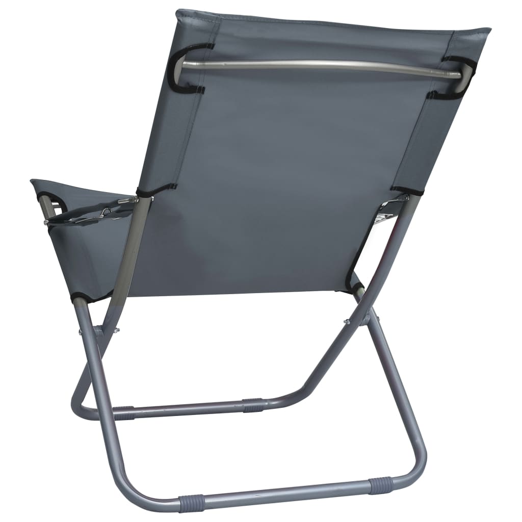 Chaises pliables de plage lot de 2 Tissu Gris