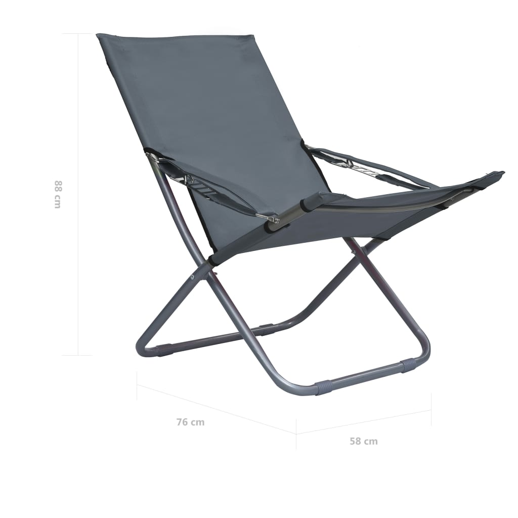 Chaises pliables de plage lot de 2 Tissu Gris