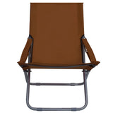 Chaises pliables de plage lot de 2 Tissu Marron