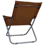 Chaises pliables de plage lot de 2 Tissu Marron