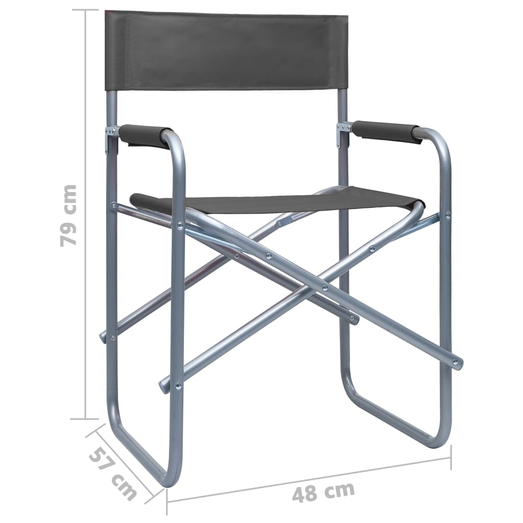 Chaises de metteur en scène lot de 2 Acier Gris