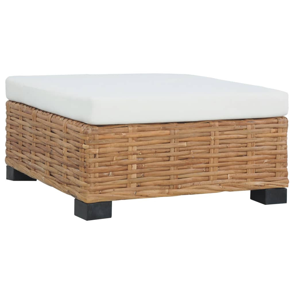 Repose-pied avec coussin Rotin naturel