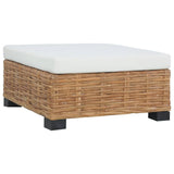 Repose-pied avec coussin Rotin naturel