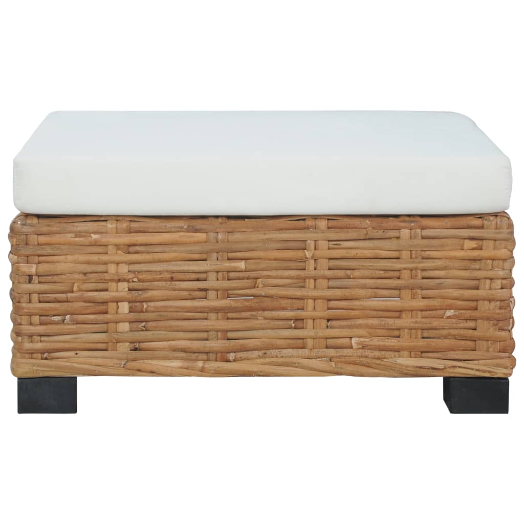 Repose-pied avec coussin Rotin naturel