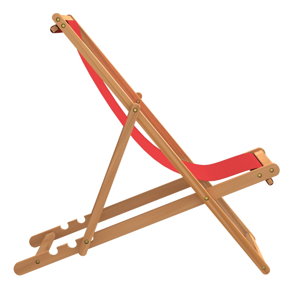 Chaise de plage pliable Bois de teck solide rouge