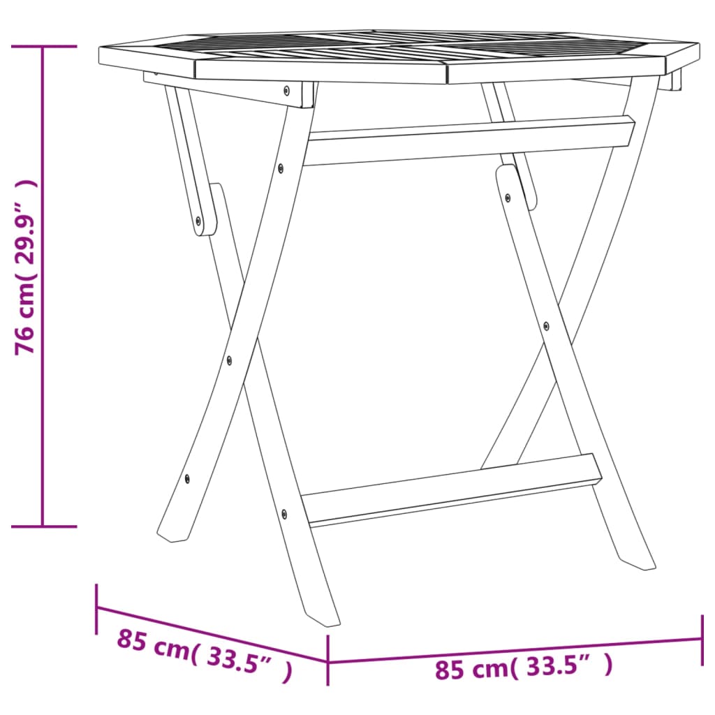 Table pliable de jardin 85x85x76 cm Bois de teck solide