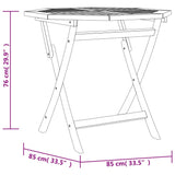 Table pliable de jardin 85x85x76 cm Bois de teck solide