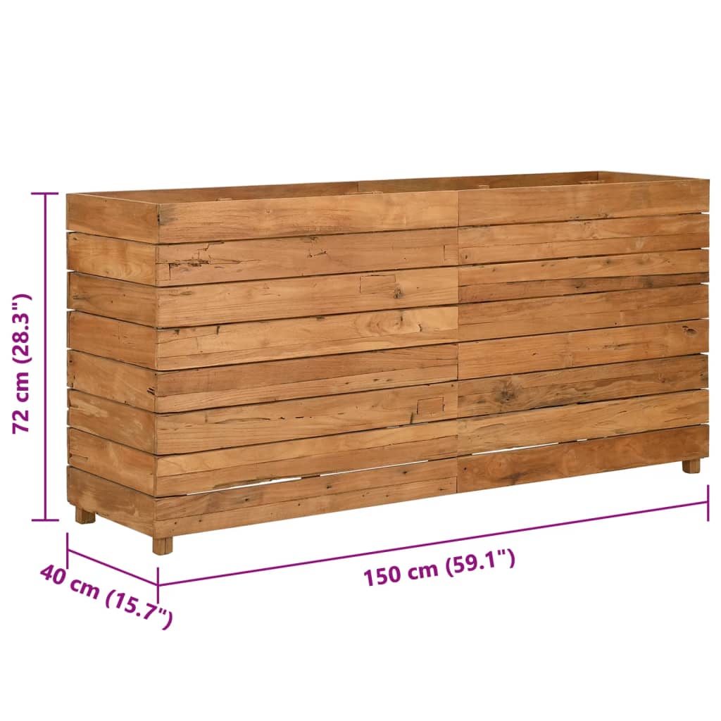 Lit surélevé 150x40x72 cm bois de teck recyclé et acier