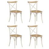 Chaises à dossier croisé lot de 4 blanc bois de manguier massif