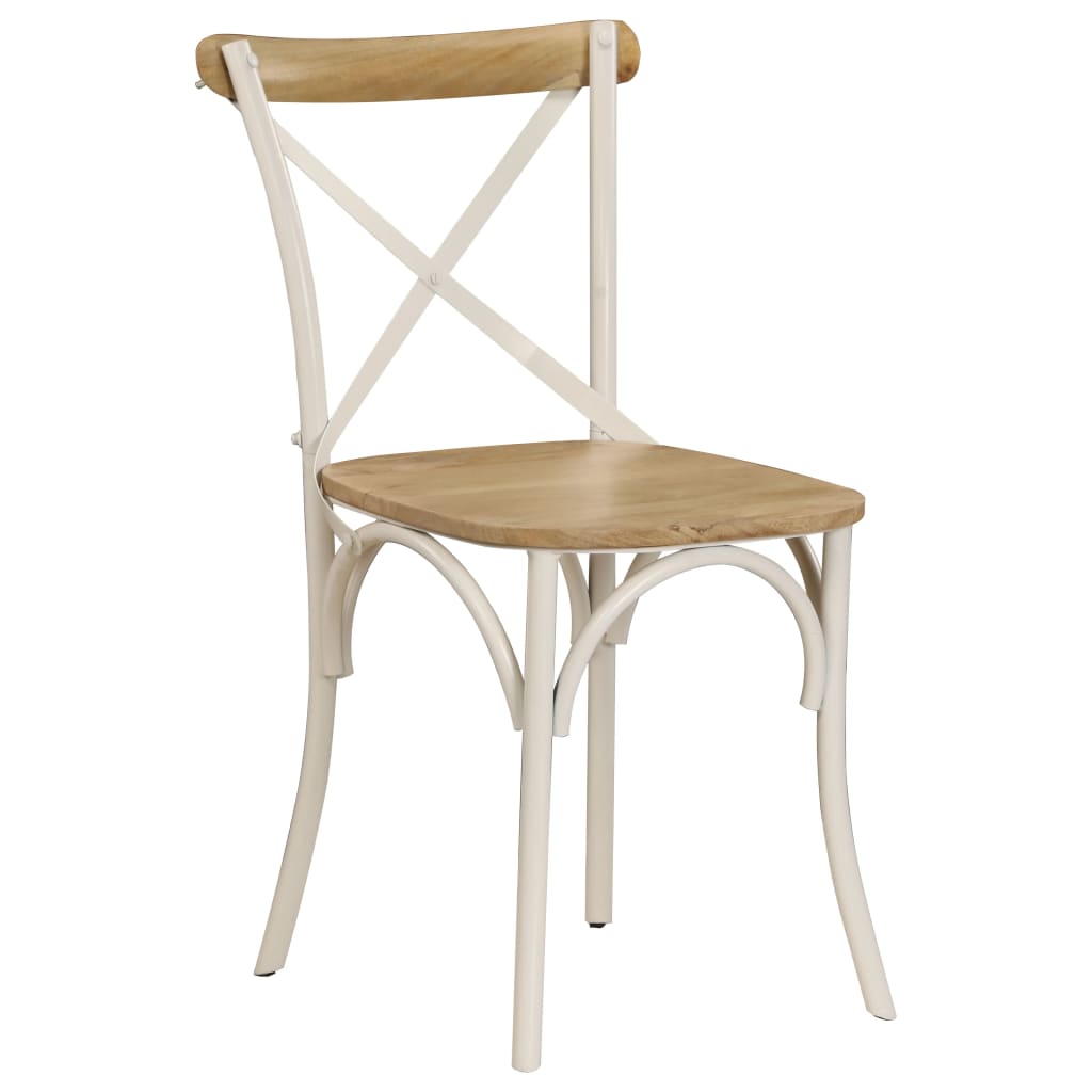 Chaises à dossier croisé lot de 6 blanc bois de manguier massif