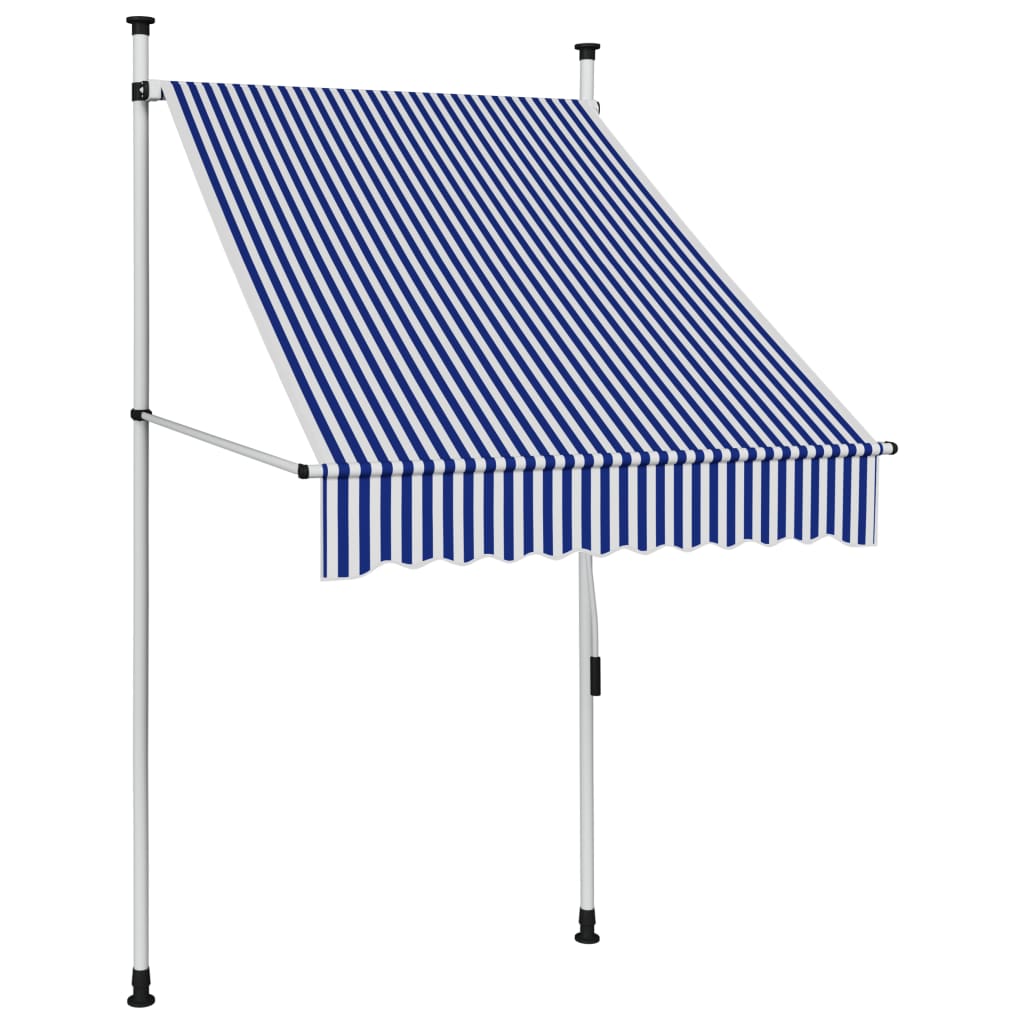 Manual retractable awning 100 cm Blue and white stripes