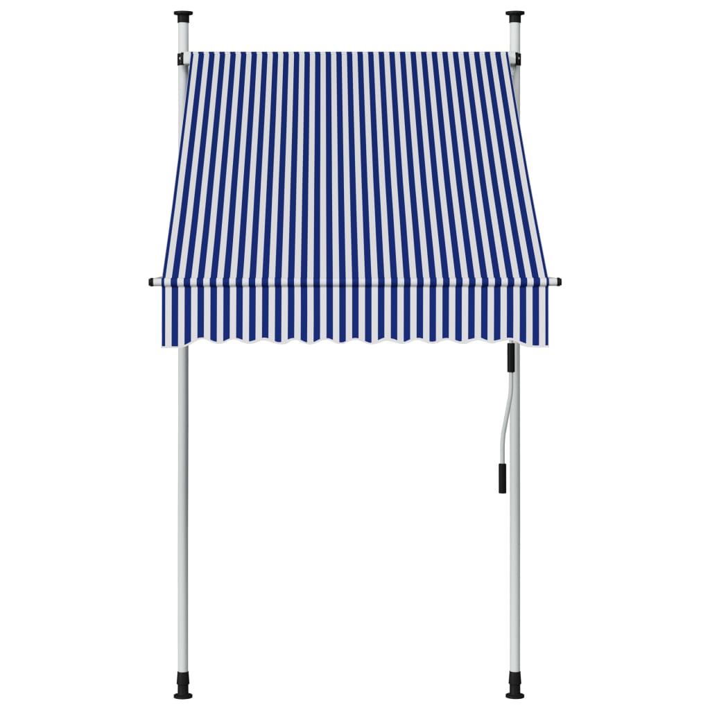 Manual retractable awning 100 cm Blue and white stripes