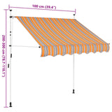 Manual retractable awning 100 cm Yellow and blue stripes