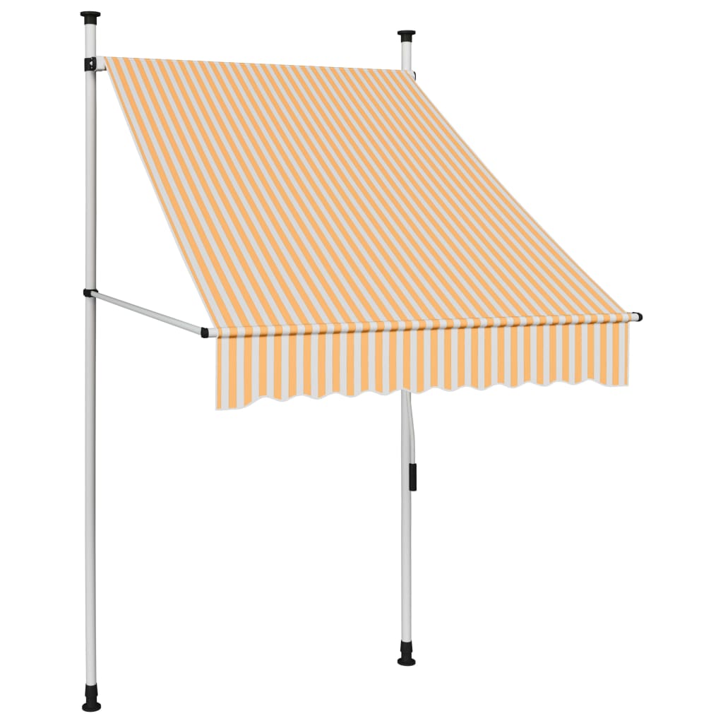 Manual retractable awning 100 cm Orange and white stripes