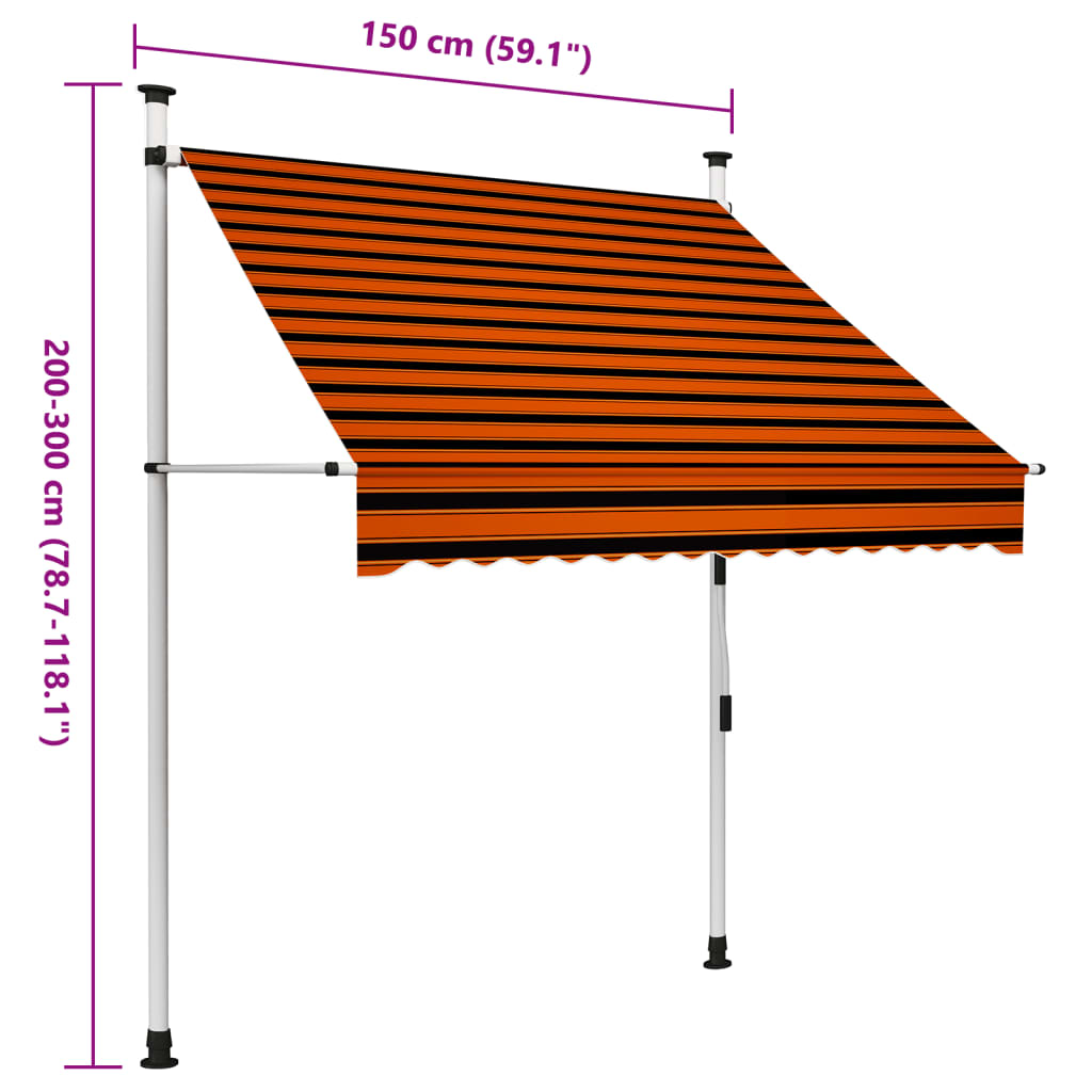 Manual retractable awning 150 cm Orange and brown