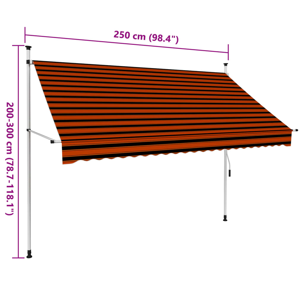 Manual retractable awning 250 cm Orange and brown